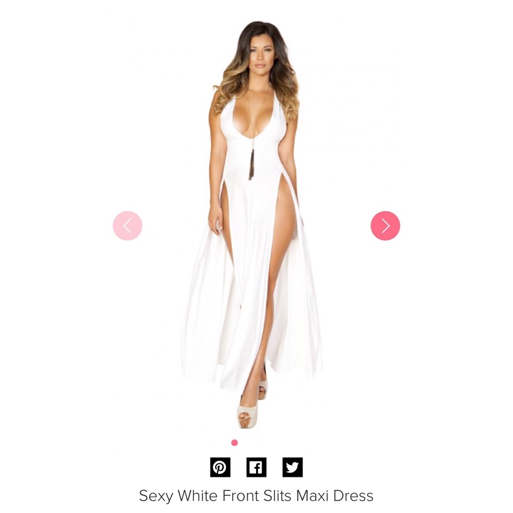 COACHELLA💕White high slit maxi dress 🌸🌈